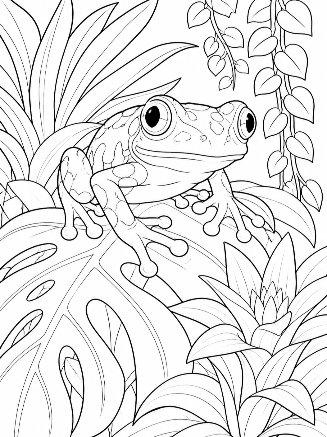 Frog On A Leaf — animal coloring pages