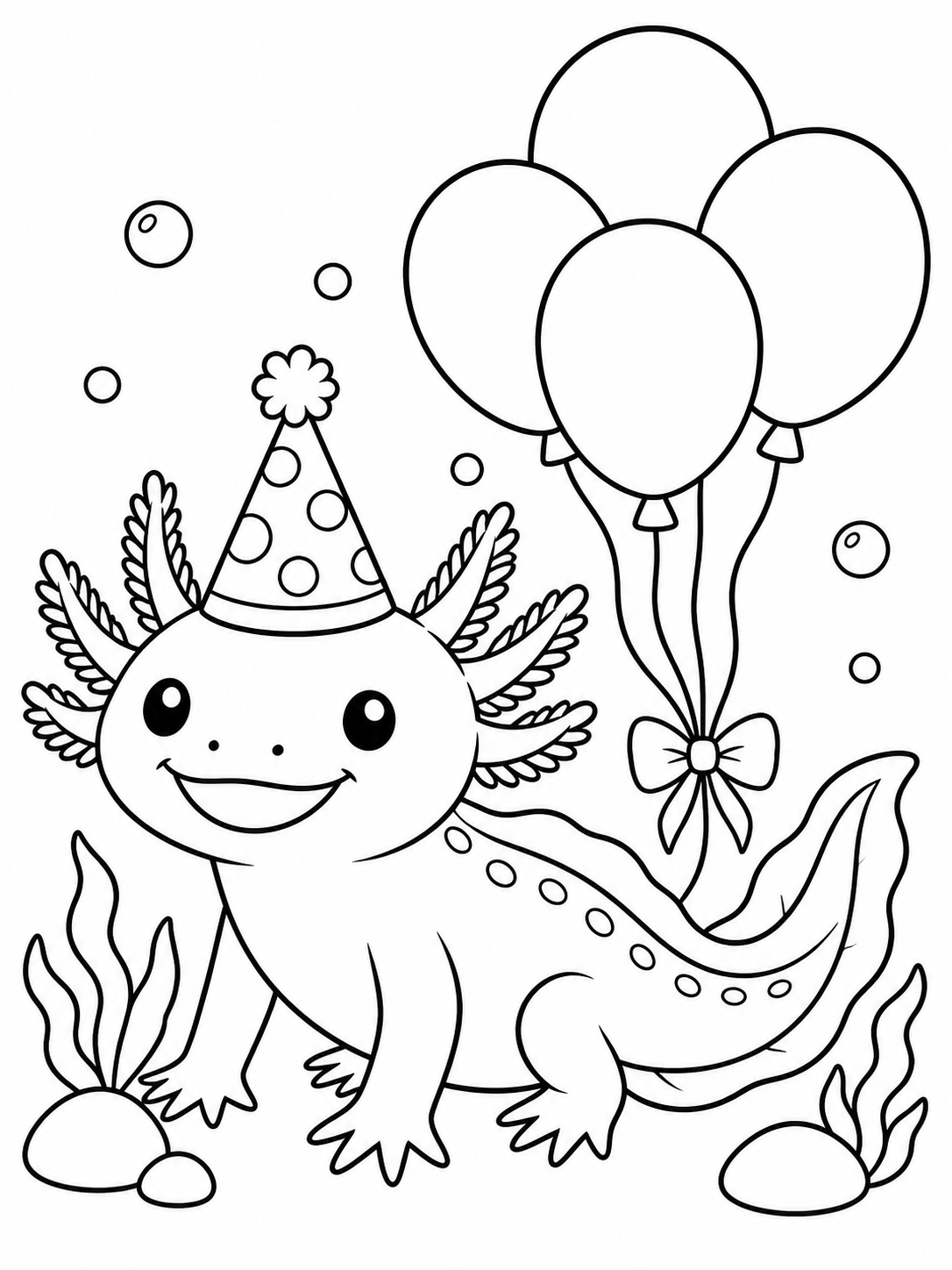 Axolotl Birthday Party — axolotl coloring page