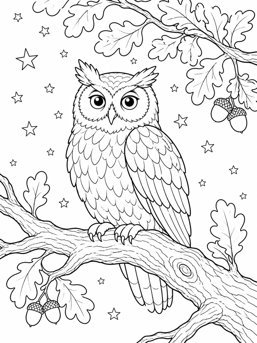 Owl On A Branch — bird coloring pages