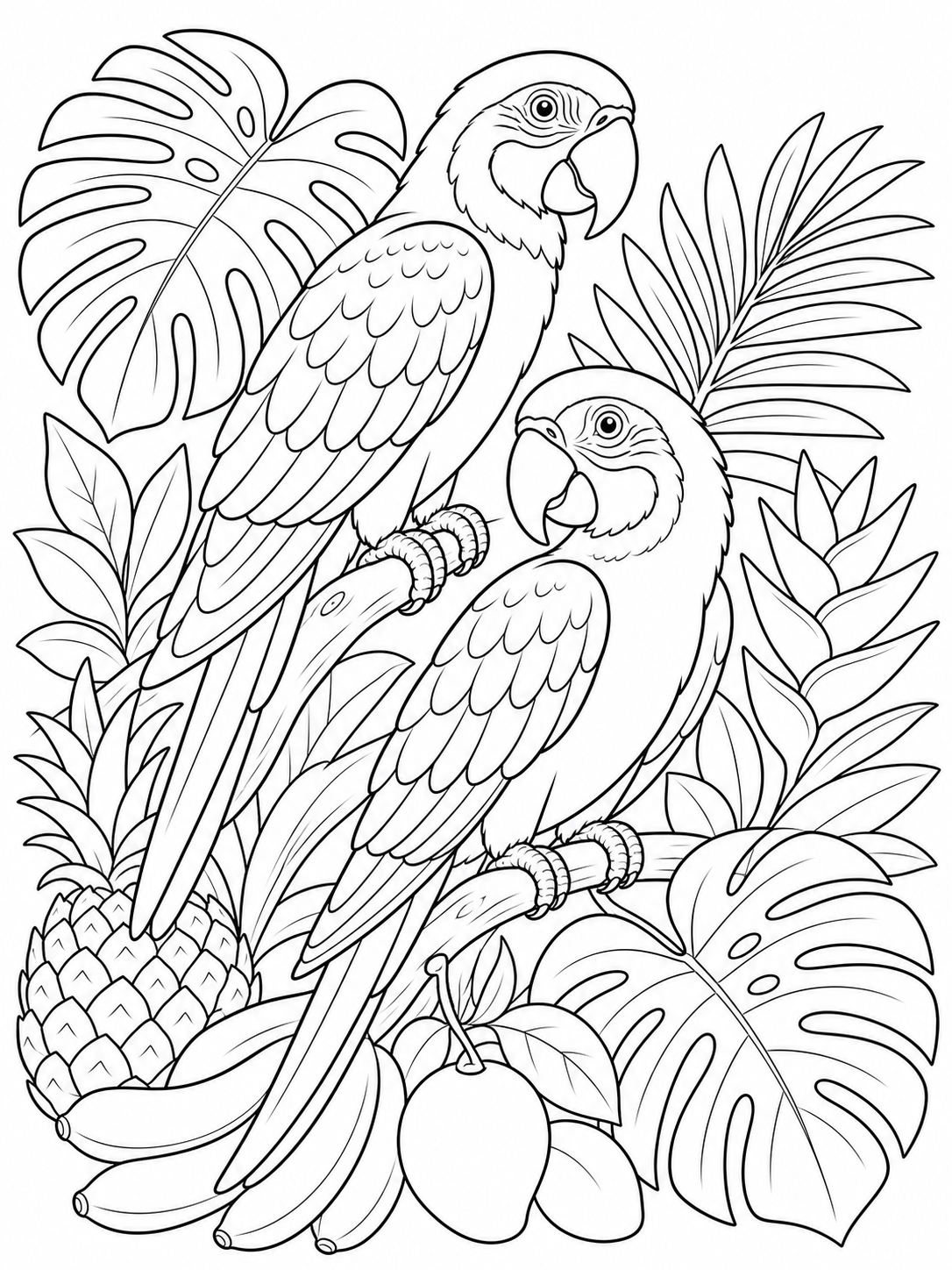 Pair Of Parrots — bird coloring pages