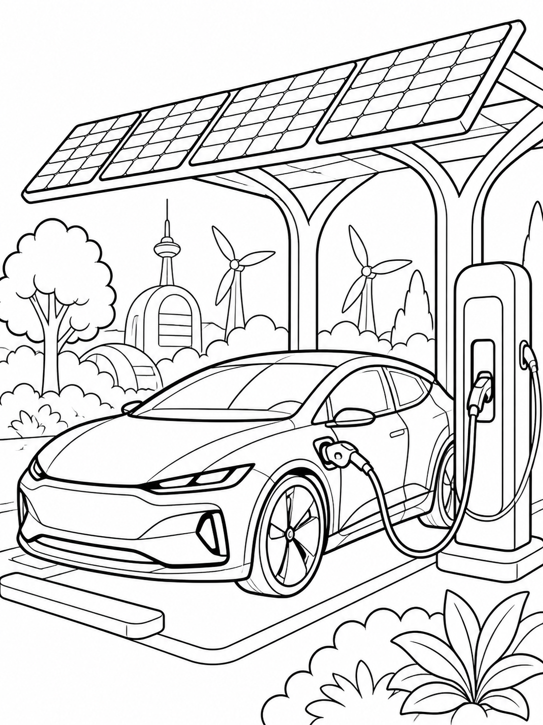 Electric Car Charging Station — car coloring pages