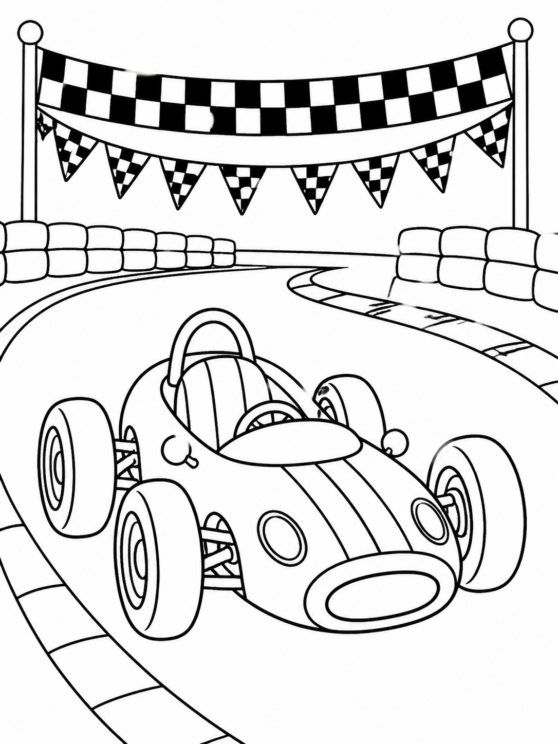 Race Car On Track — car coloring pages