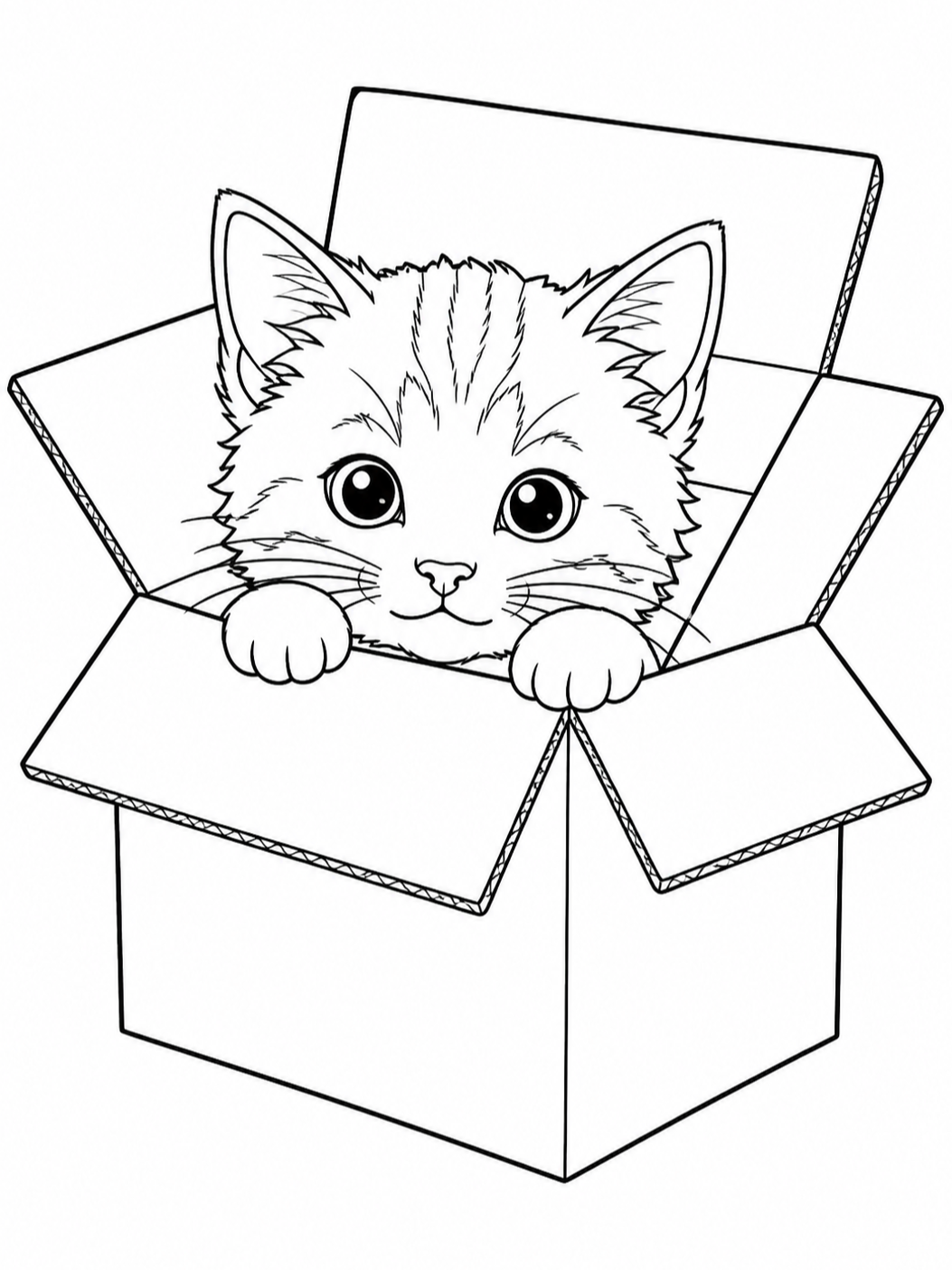 Kitten In A Box — cat coloring pages