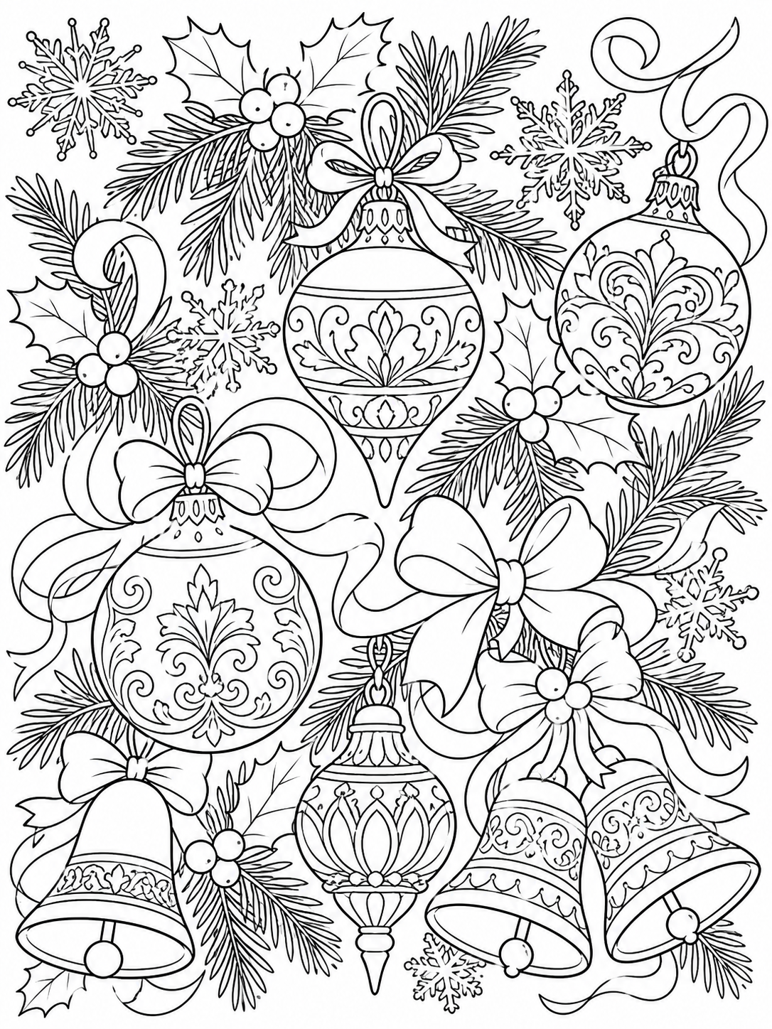 Christmas Ornaments Collage — christmas coloring pages for adults