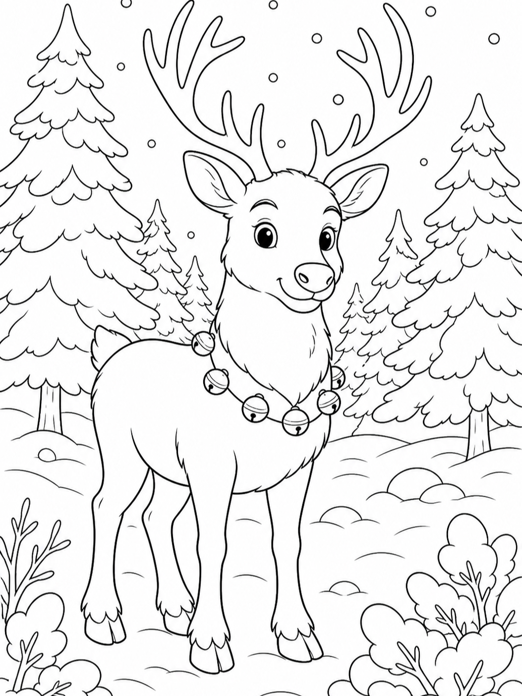 Reindeer In The Forest — christmas coloring pages