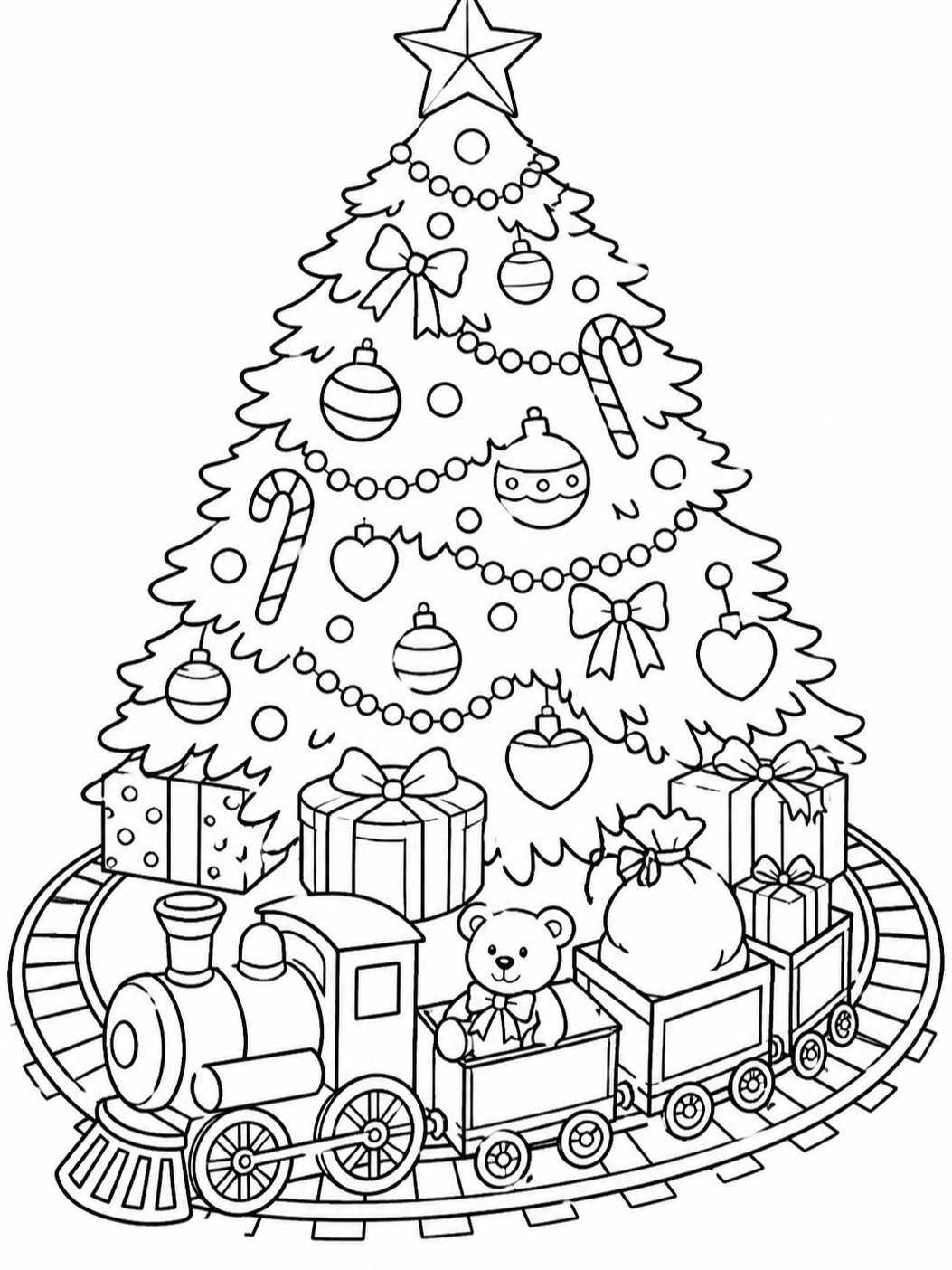 Christmas Train With Gifts — christmas coloring pages