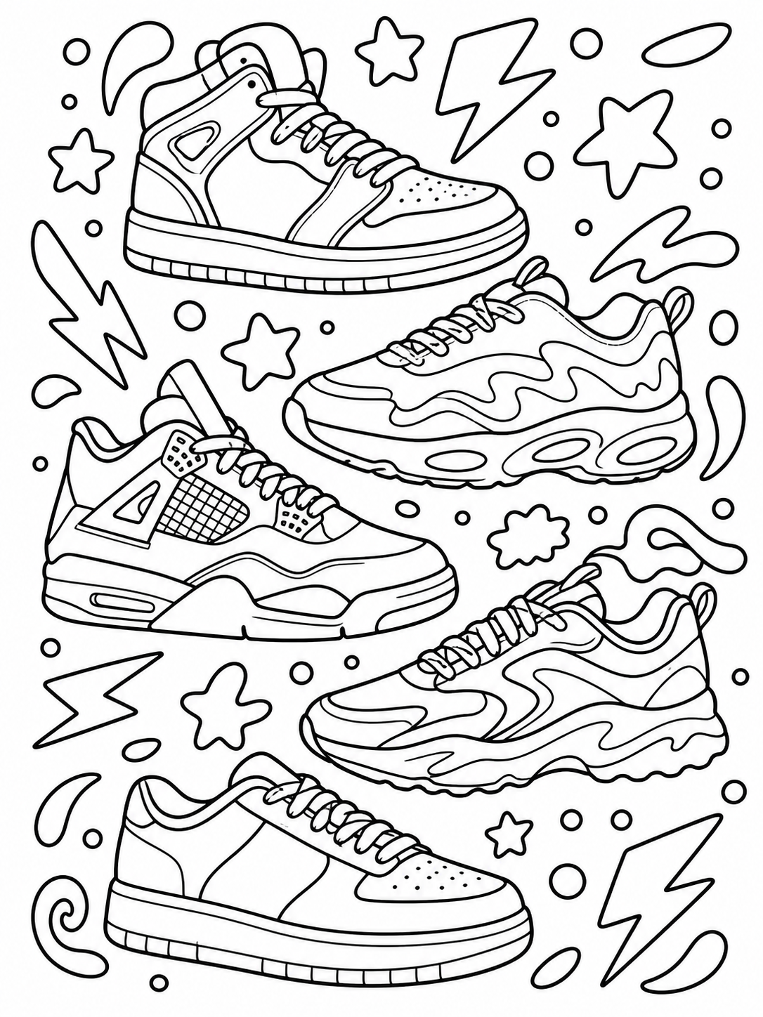 Sneaker Collection — coloring pages for teens