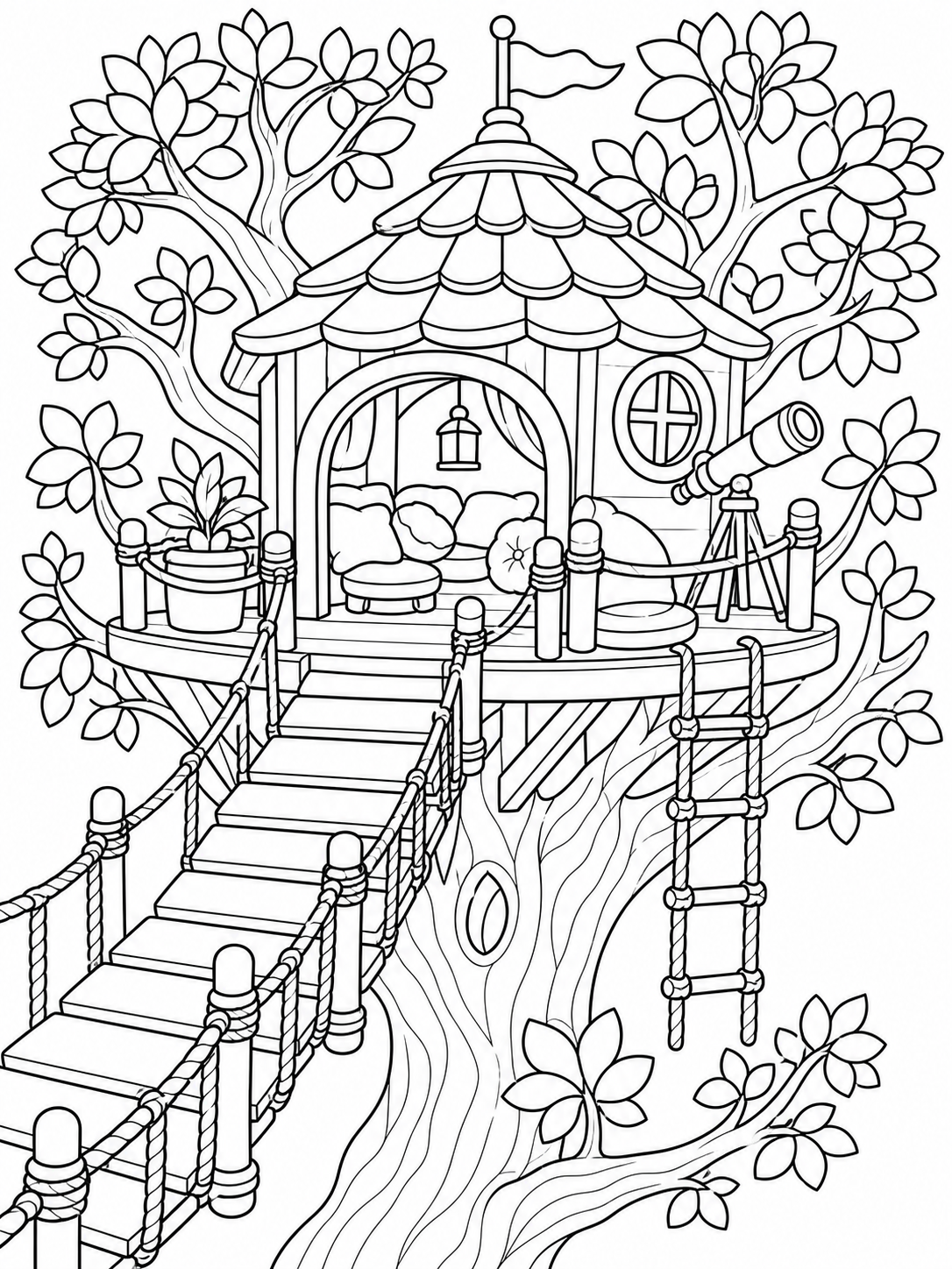 Garden Gazebo Bridge — coloring pages for teens