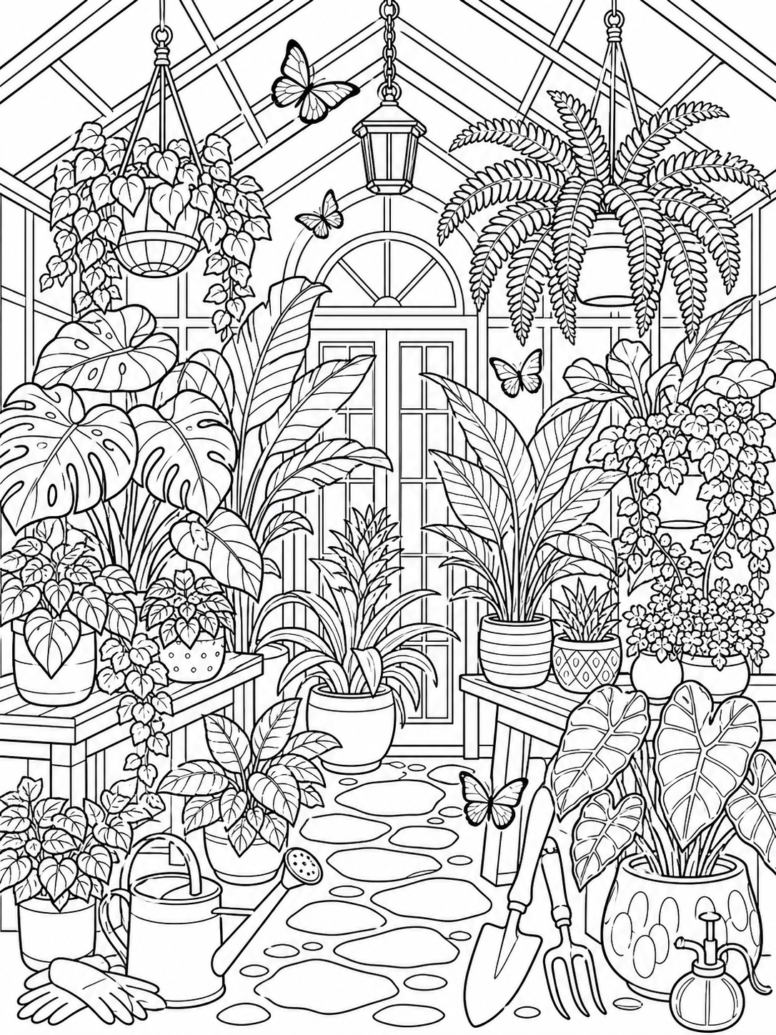 Greenhouse Plant Room — detailed coloring pages