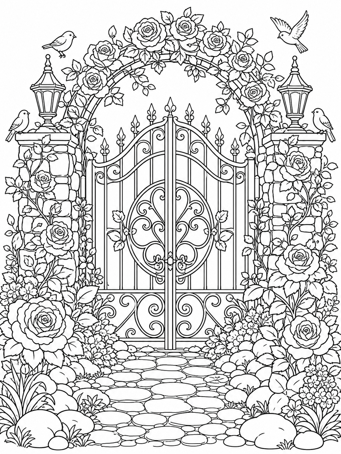 Rose Garden Archway — detailed coloring pages