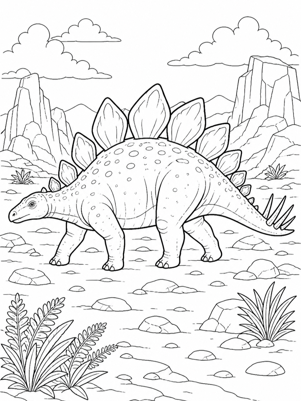 Stegosaurus On Rocky Ground — dinosaur coloring pages