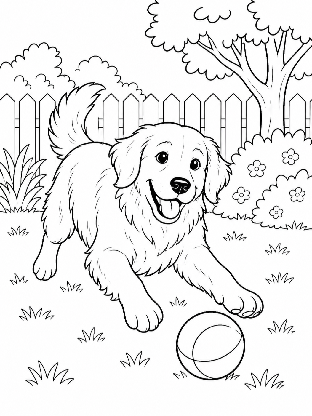 Puppy Playing With Ball — dog coloring pages