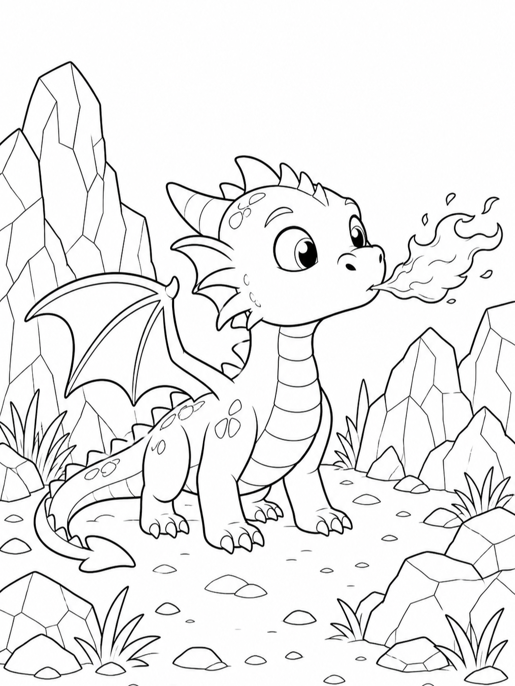 Dragon Breathing Fire — dragon coloring pages
