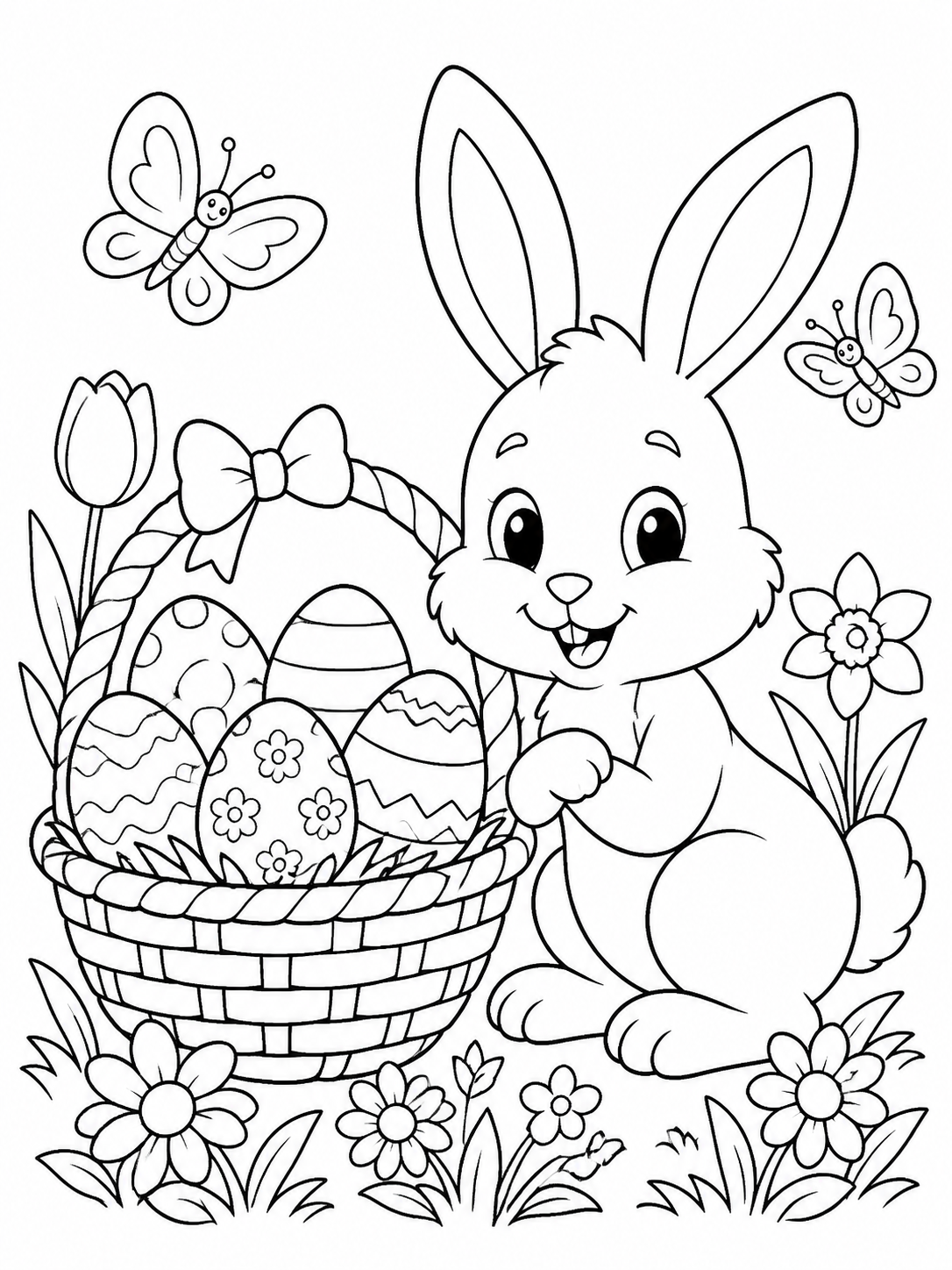 Bunny Sitting By Basket