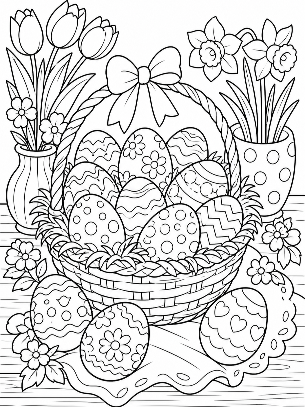 Basket Of Easter Eggs — easter coloring pages