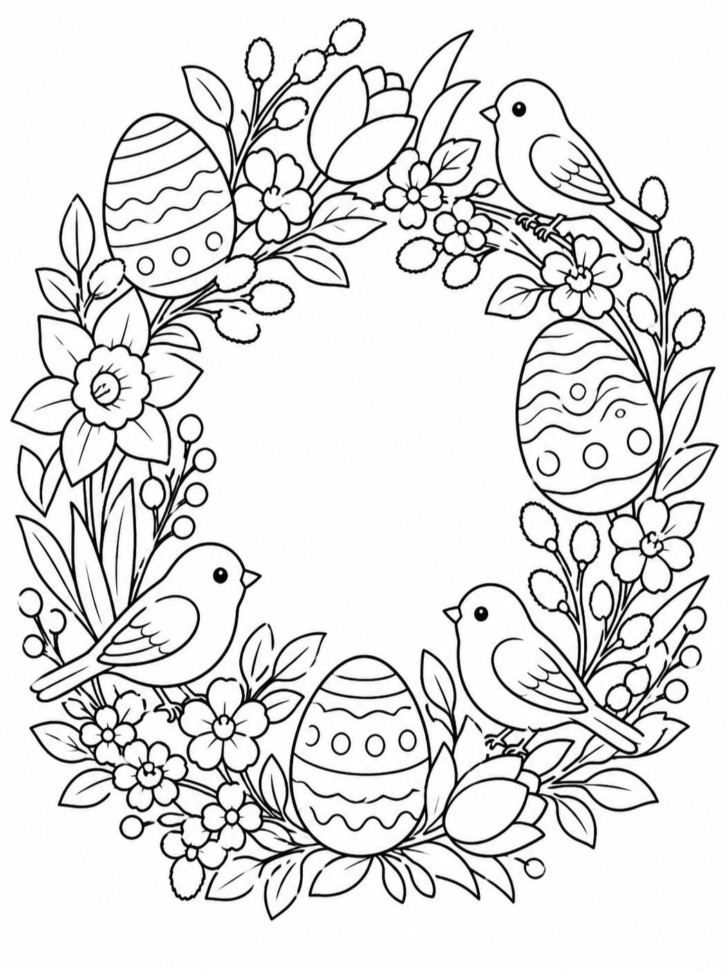 Easter Egg Wreath — easter coloring pages