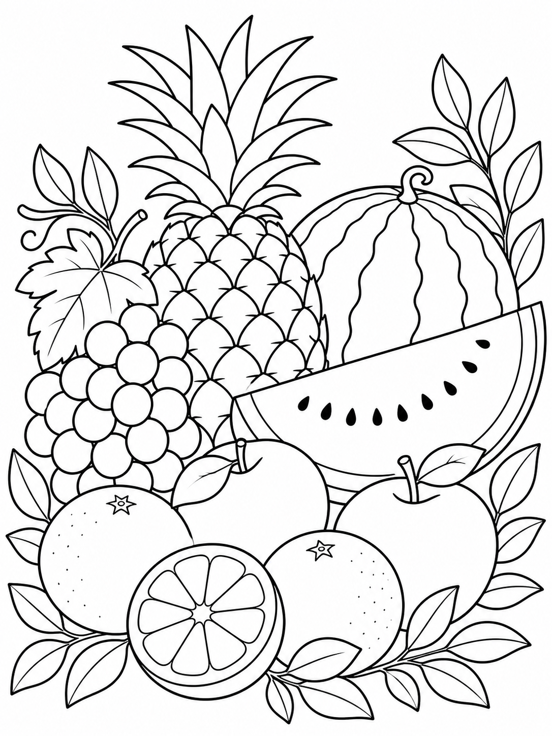 Tropical Fruit Basket — food coloring pages