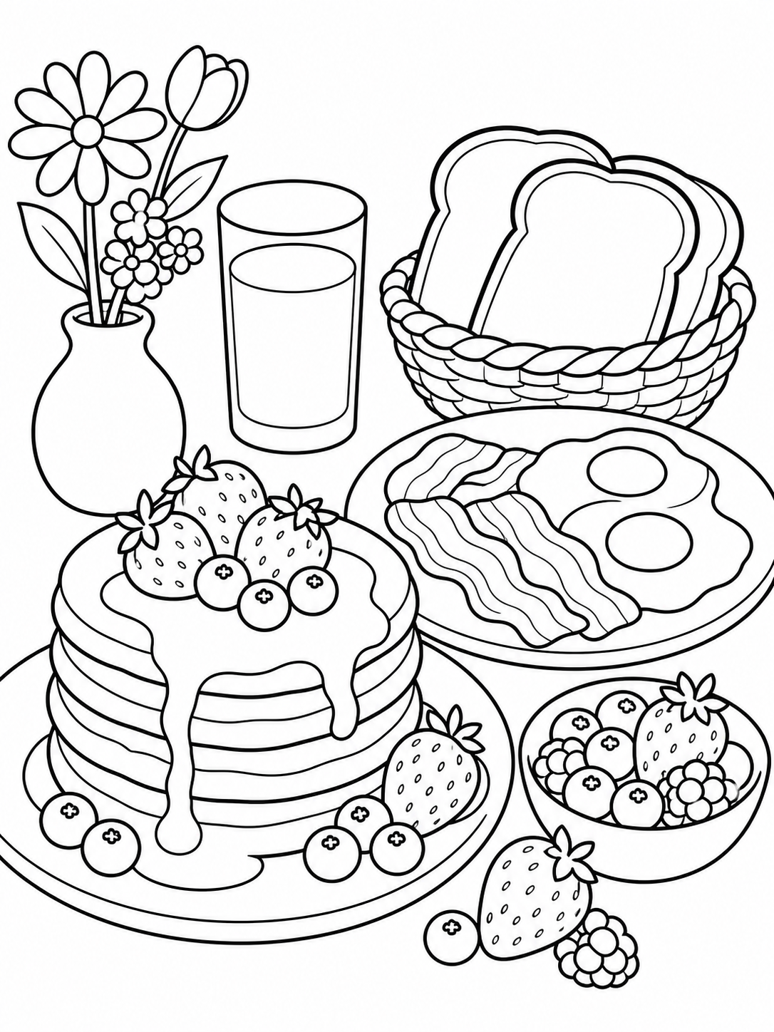 Pancake Breakfast Spread — food coloring pages