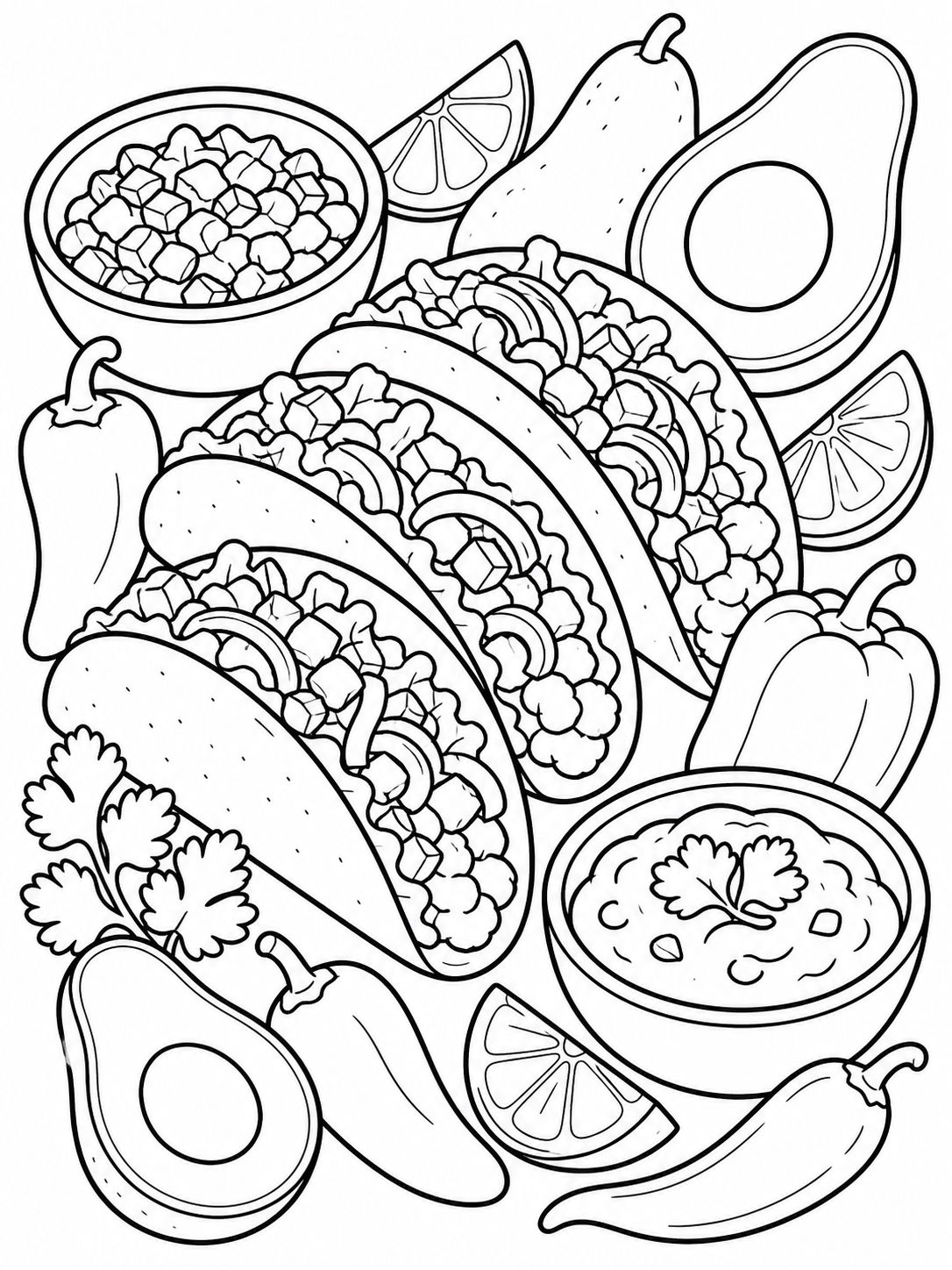 Taco Fiesta Platter — food coloring pages