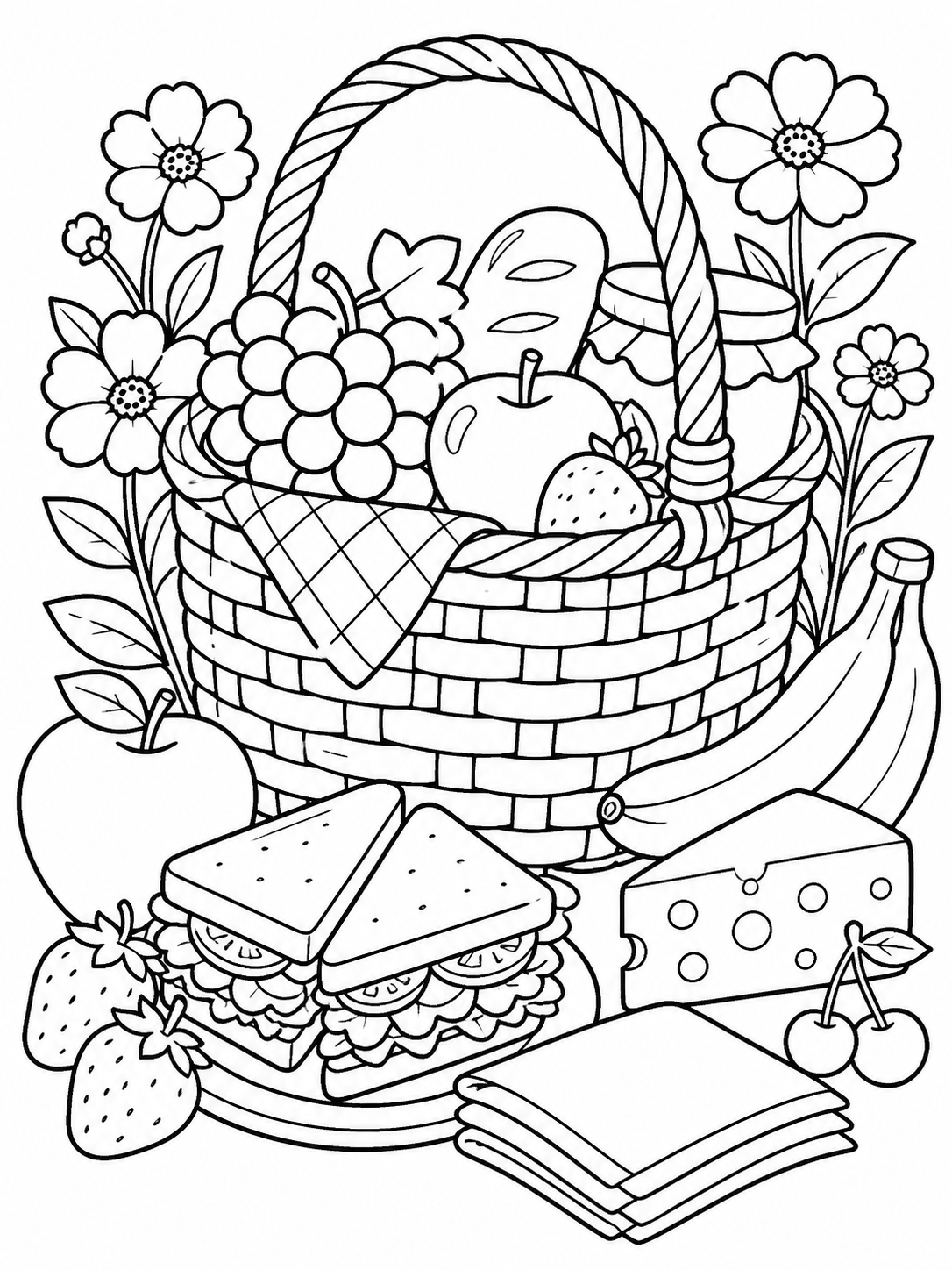 Picnic Basket Spread — food coloring pages