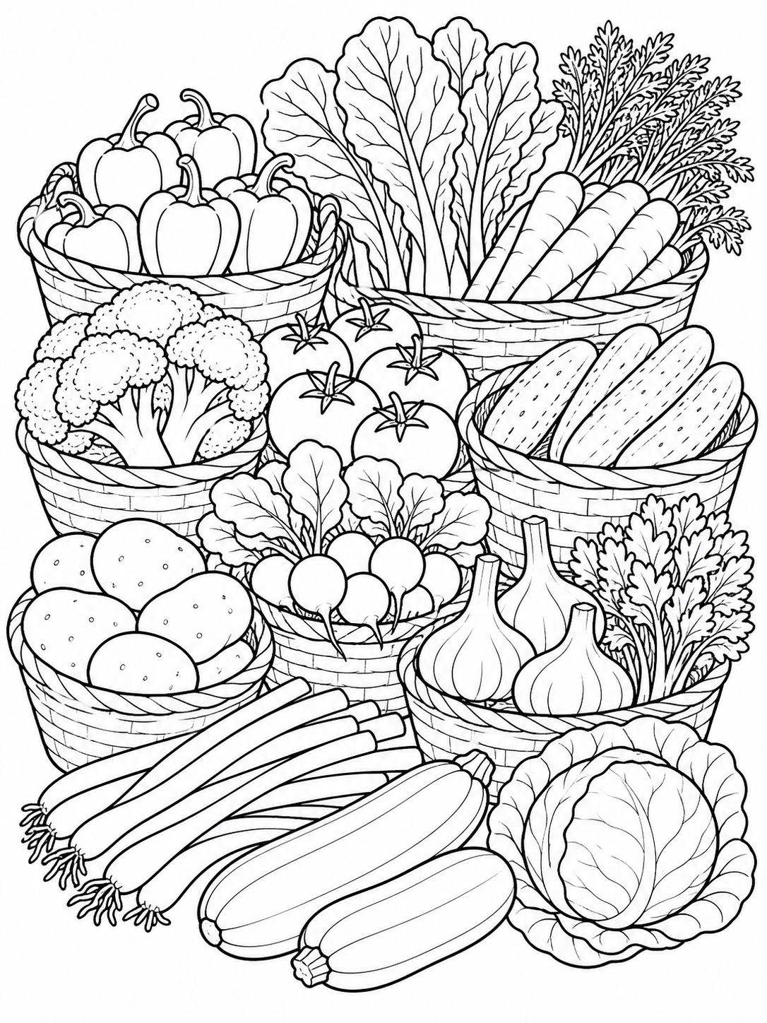 Fresh Vegetable Harvest — food coloring pages