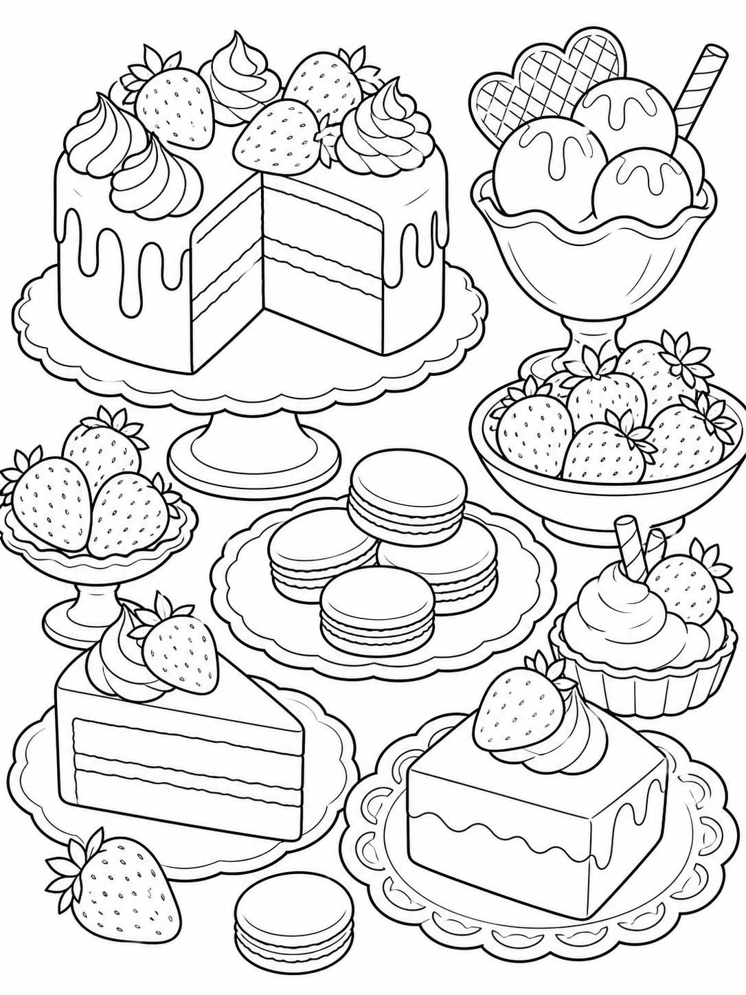 Assorted Dessert Table — food coloring pages