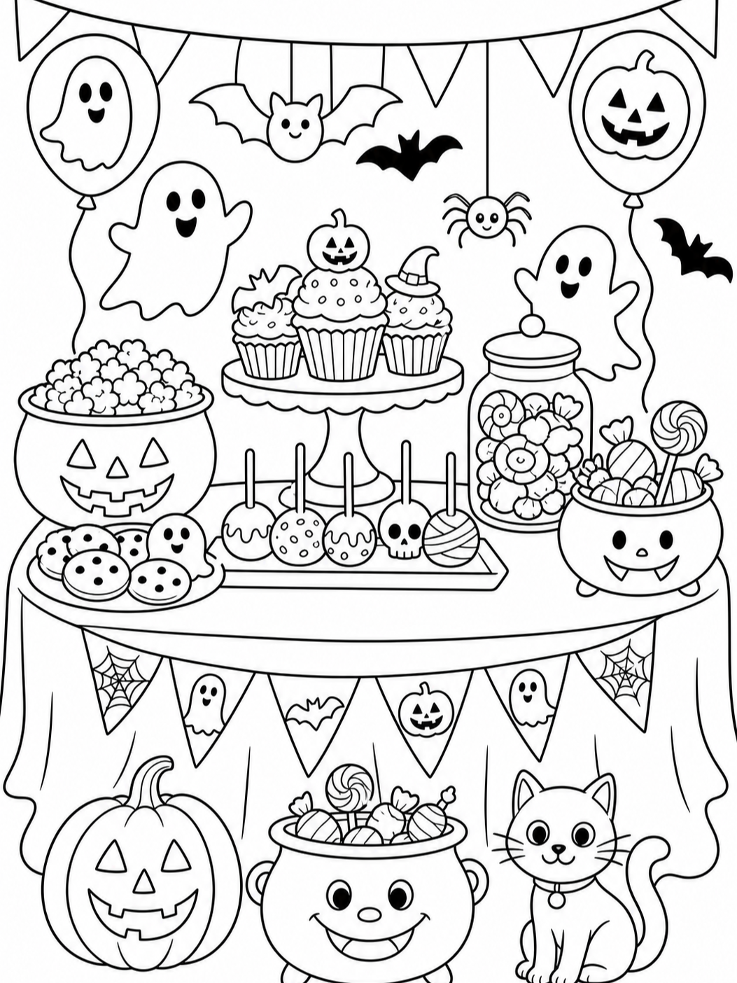 Halloween Treats Table — halloween coloring pages