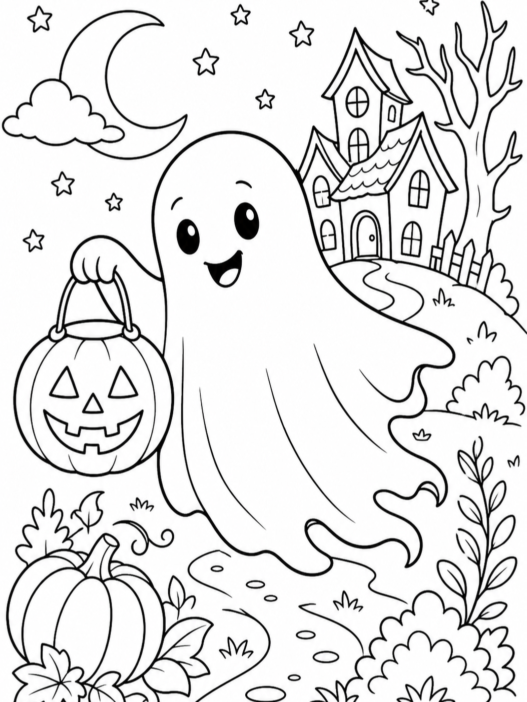 Trick Or Treat Ghost — halloween coloring pages