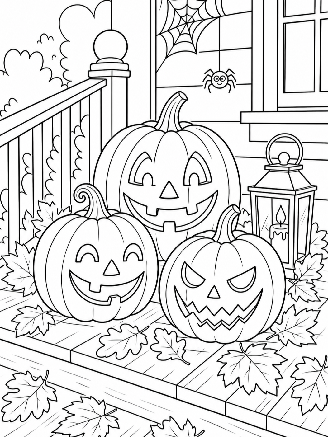 Pumpkin Porch Display — halloween coloring pages