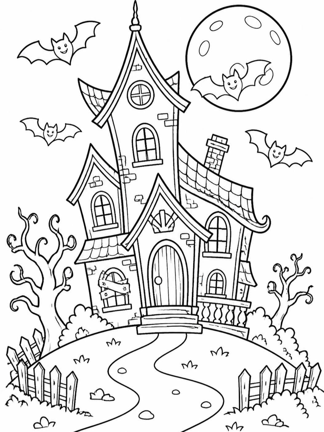 Haunted House Night — halloween coloring pages