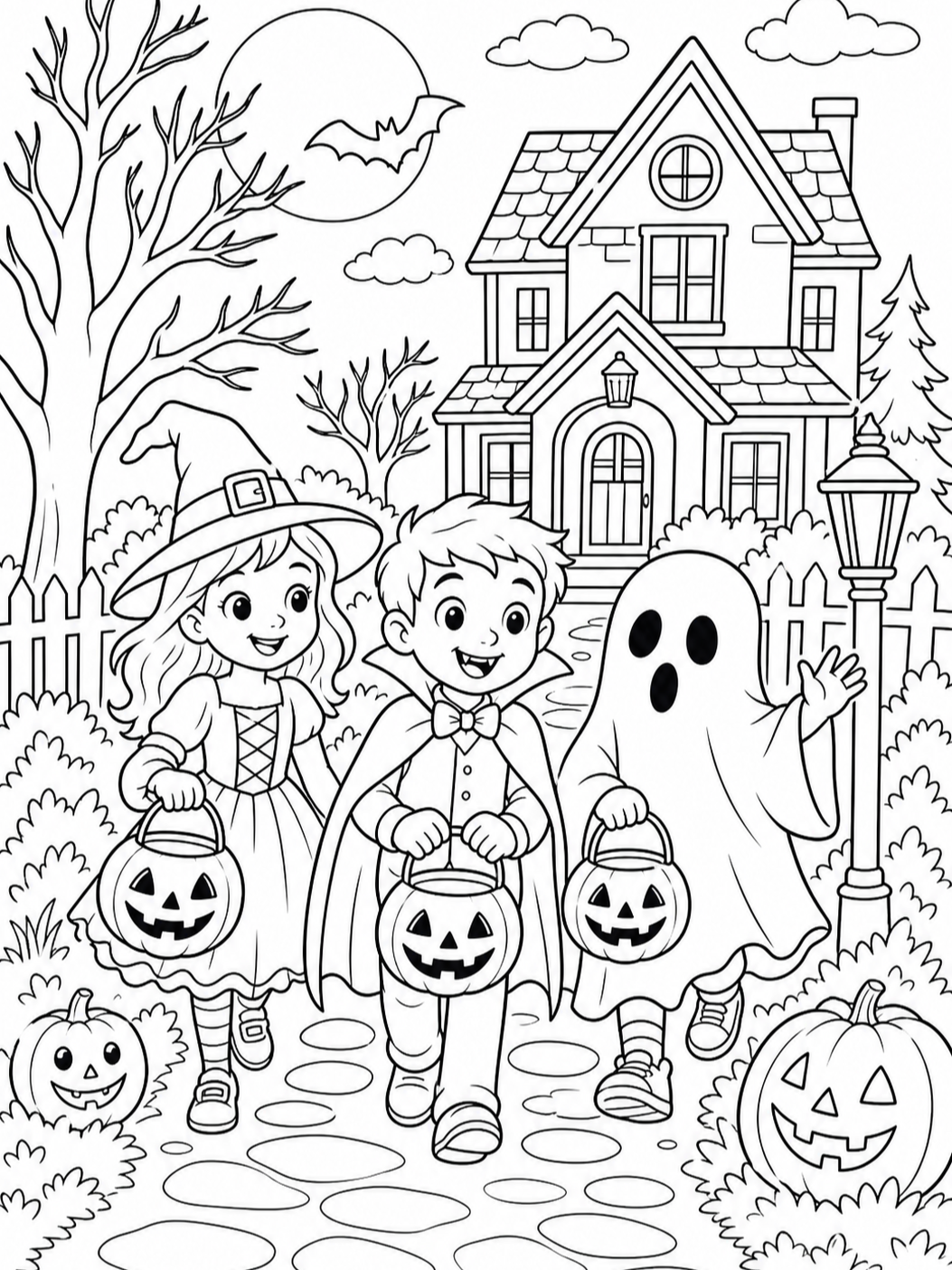 Trick Or Treat Kids — halloween coloring pages