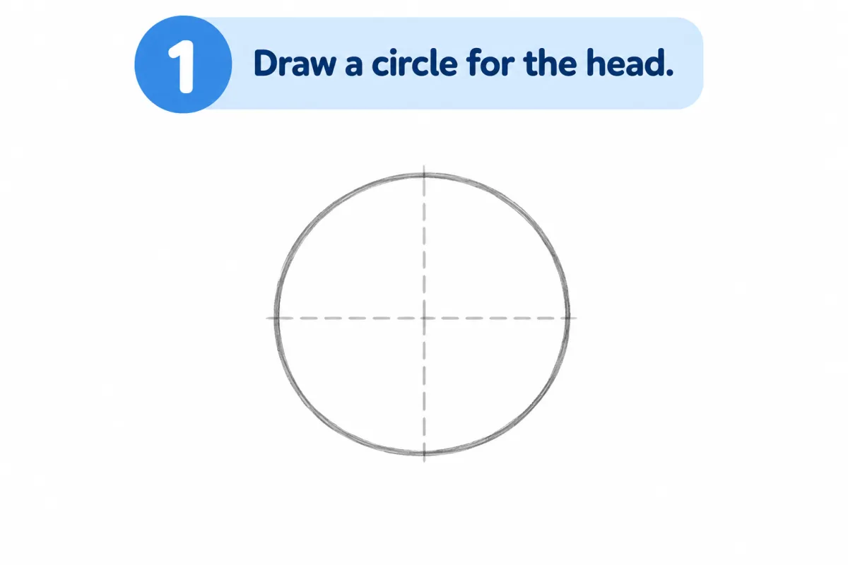 Step 1: Draw a circle for the head