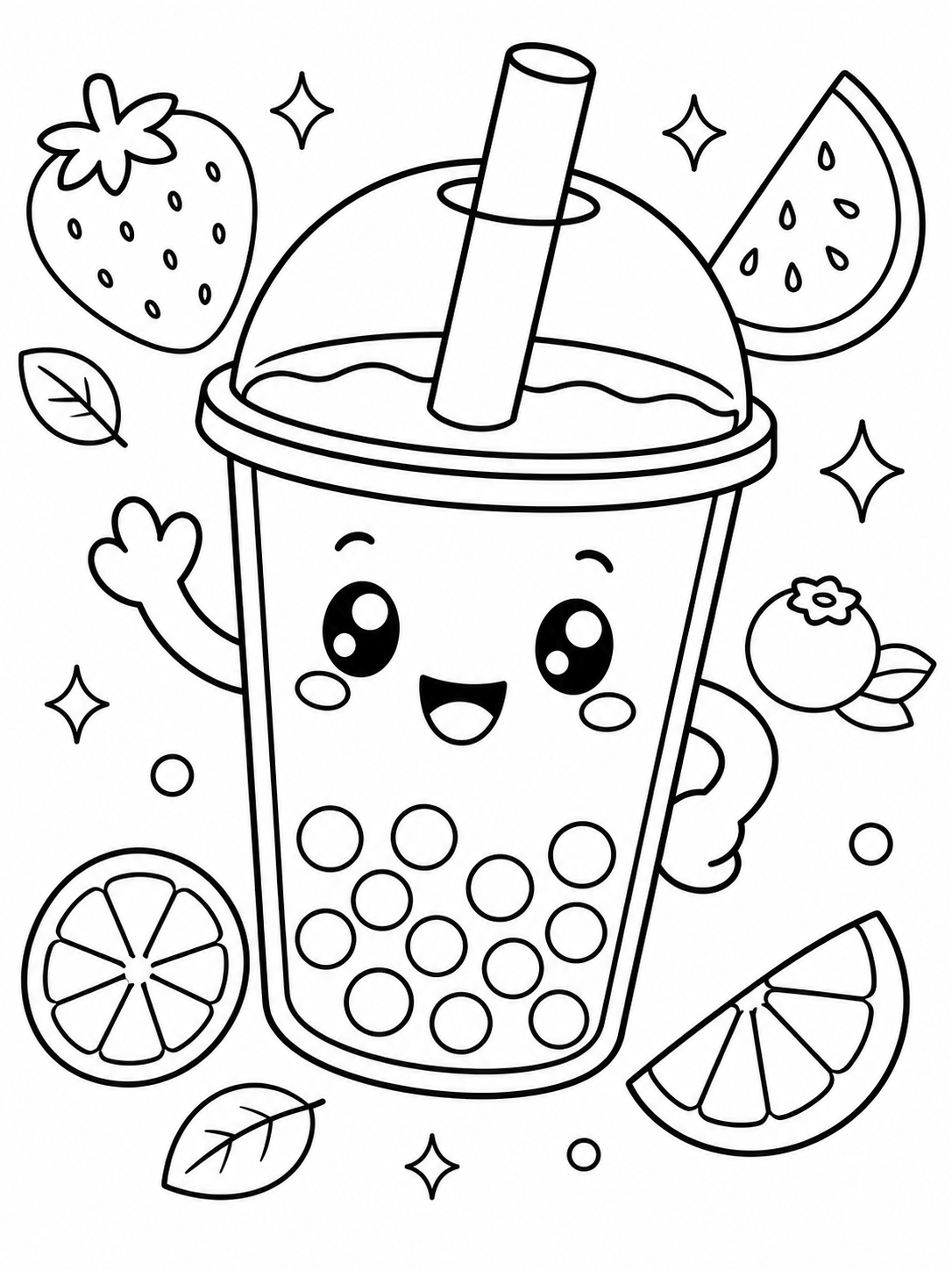 Kawaii Bubble Tea — kawaii coloring pages