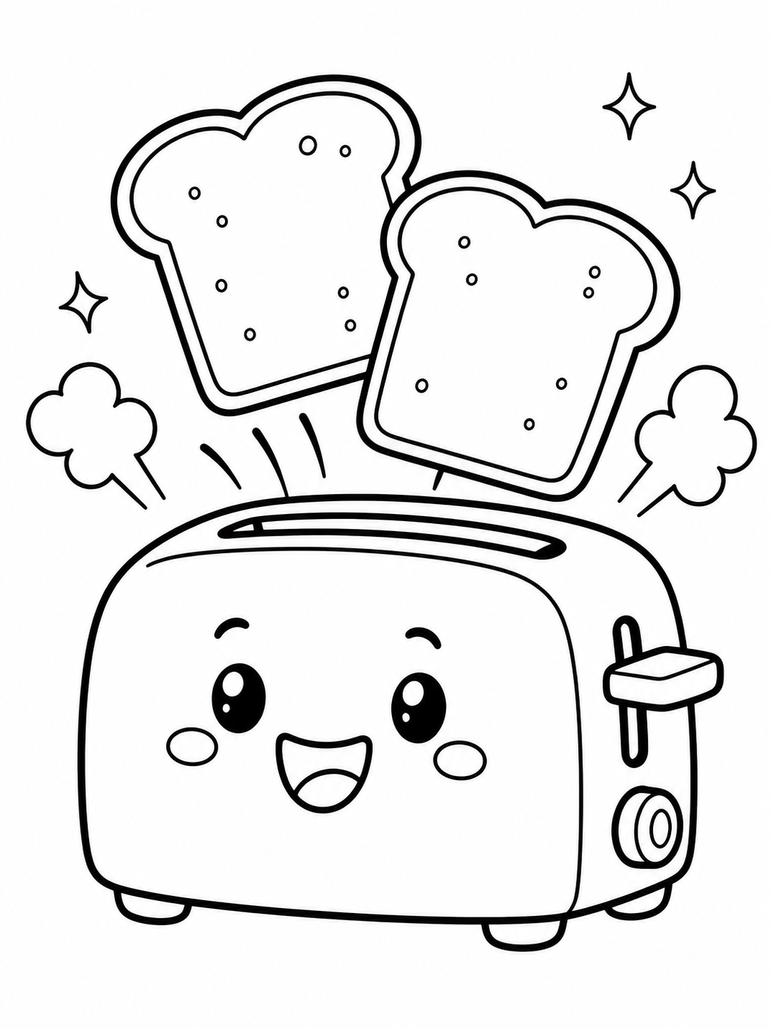 Kawaii Toast Toaster — kawaii coloring pages