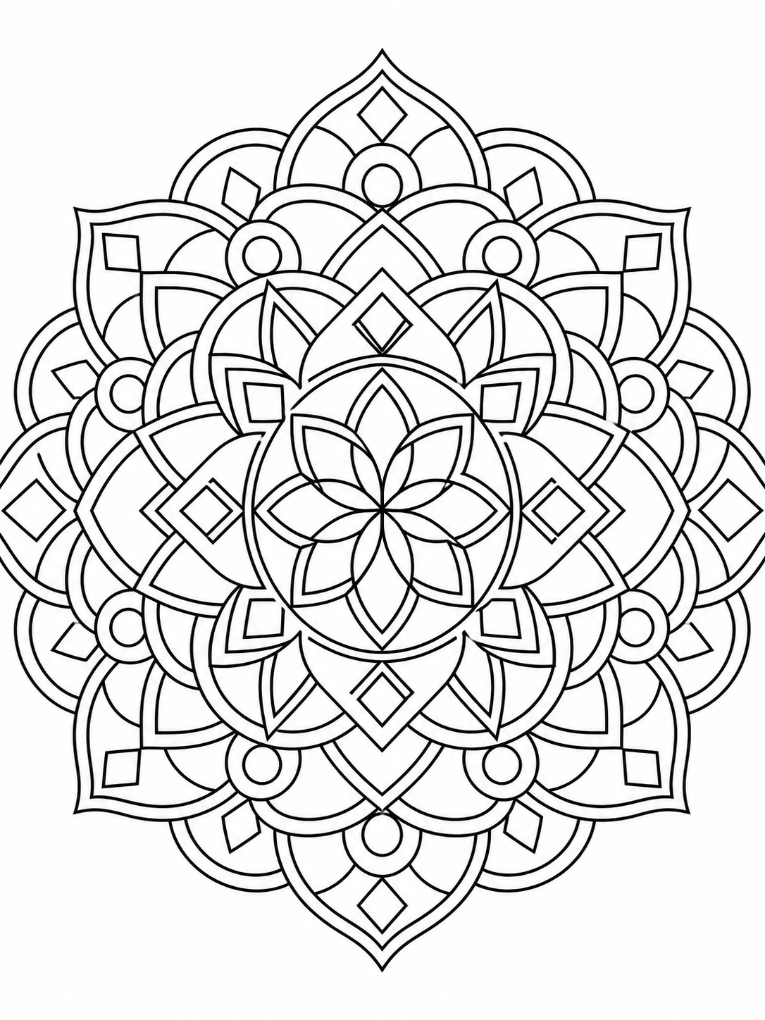 Geometric Flower Mandala — mandala coloring pages for adults