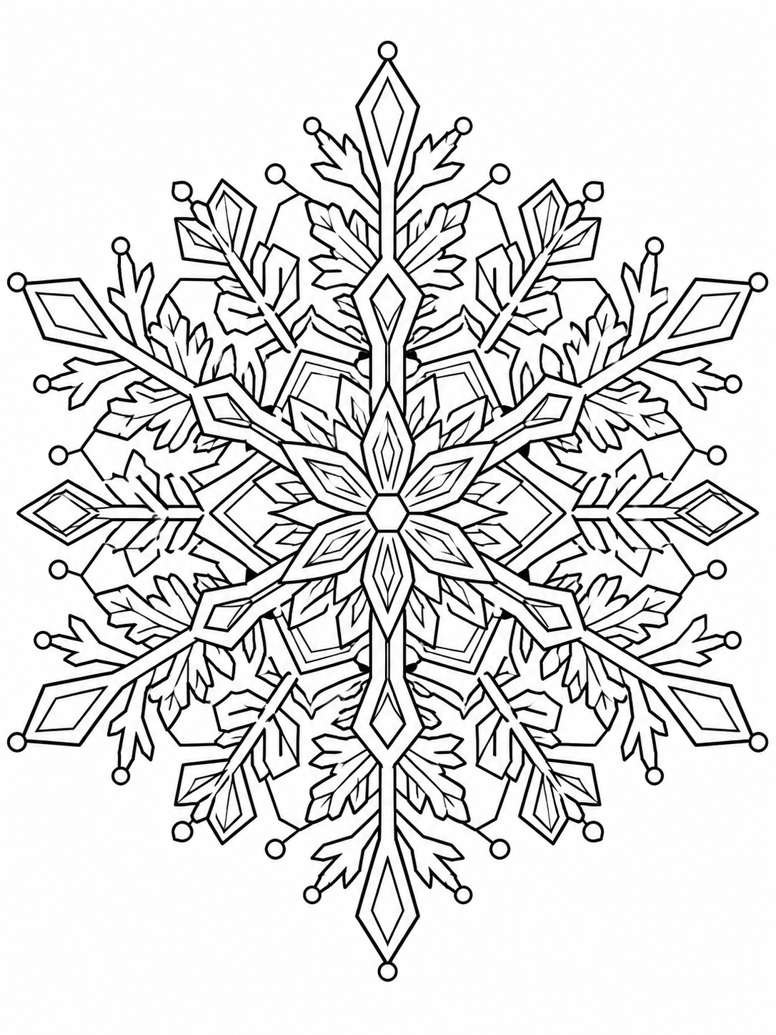 Snowflake Crystal Mandala — mandala coloring pages for adults
