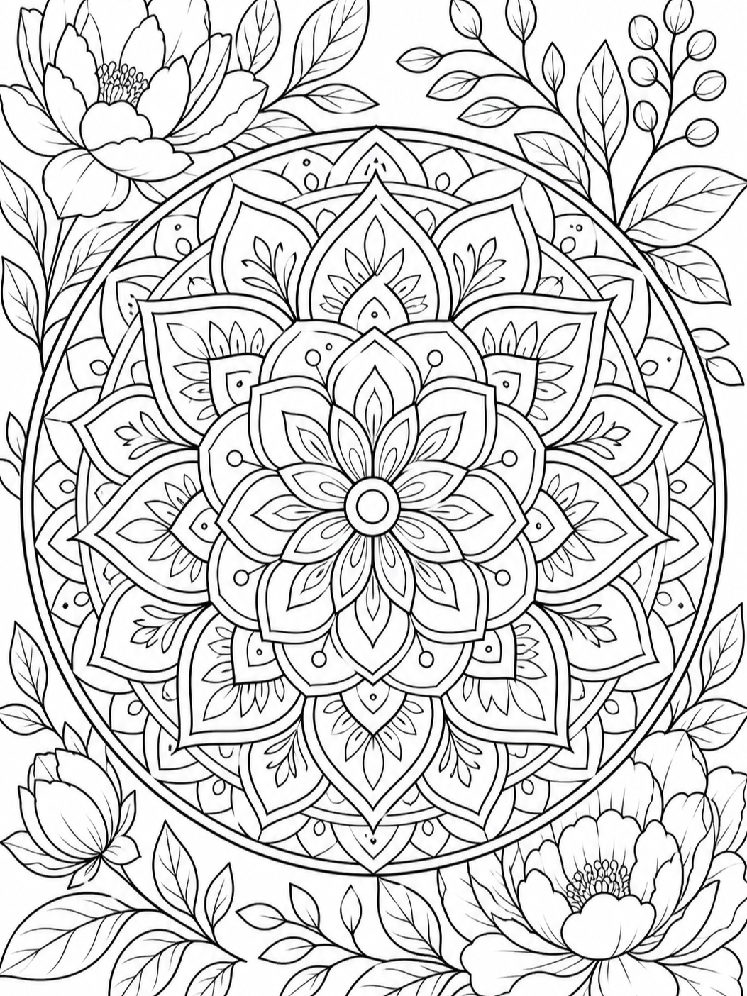 Floral Wreath Mandala — mandala coloring pages