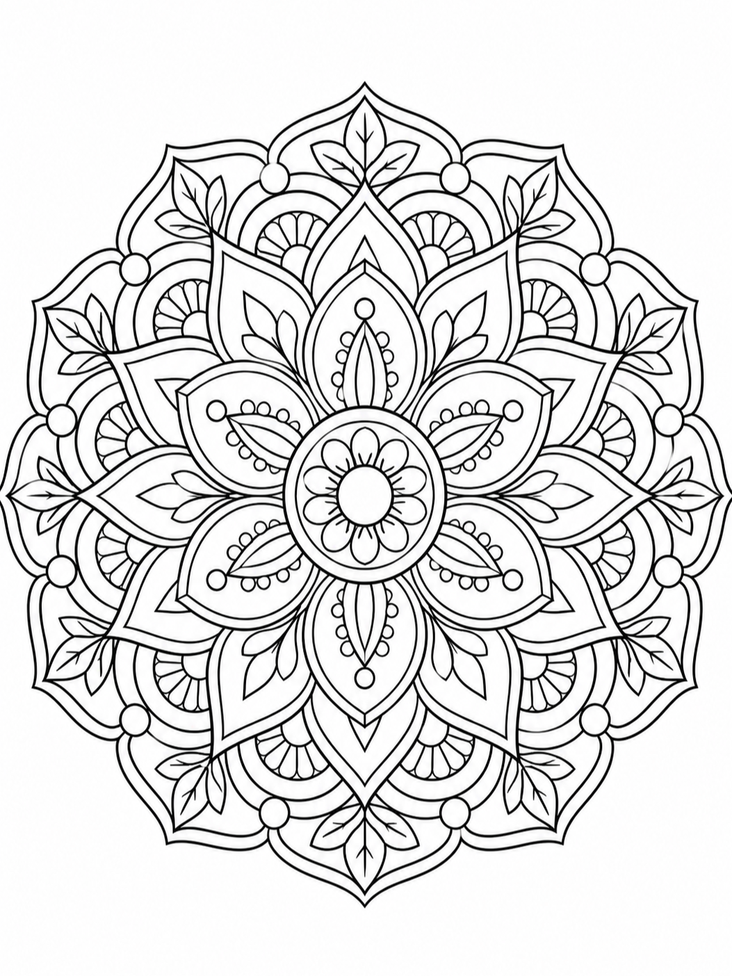 Layered Lotus Mandala — mandala coloring pages