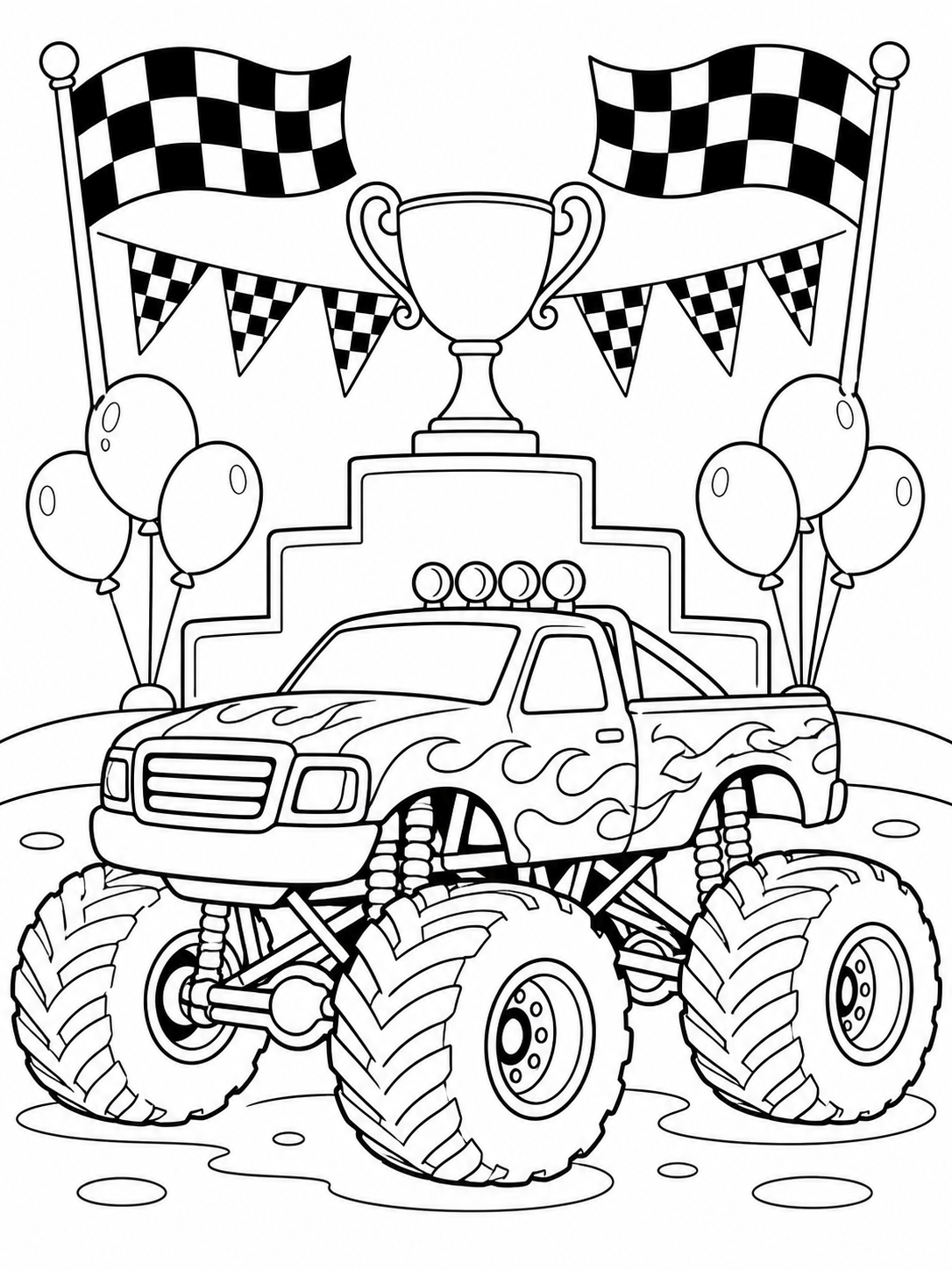 Truck With Trophy — monster truck coloring pages