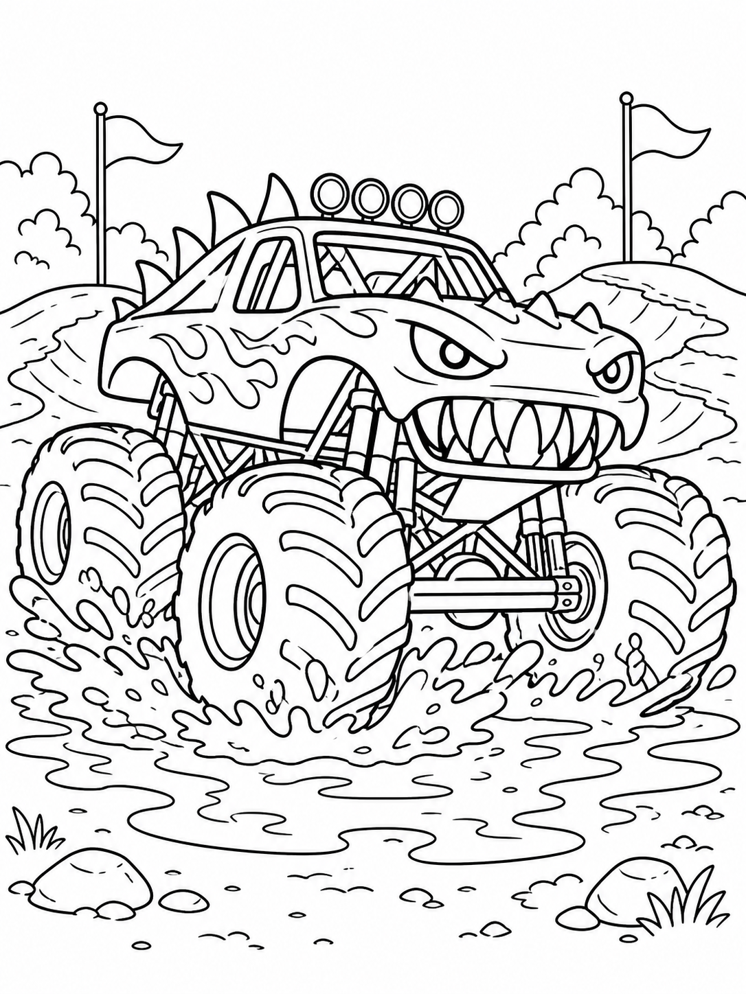 Spiky Truck In Mud — monster truck coloring pages