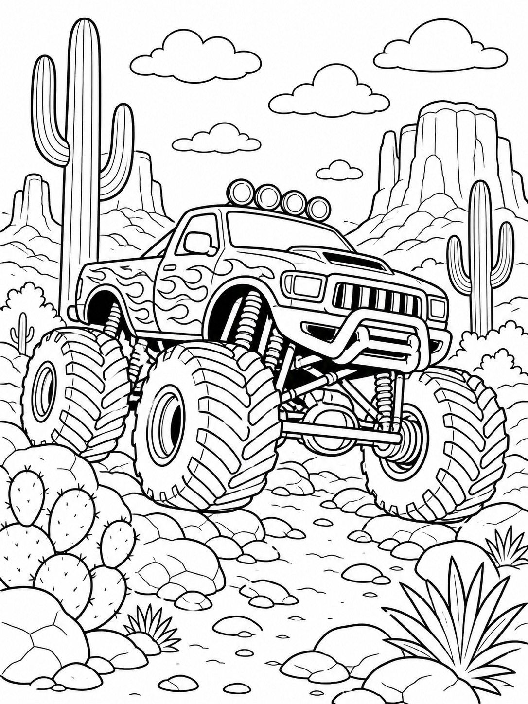 Truck In Desert — monster truck coloring pages