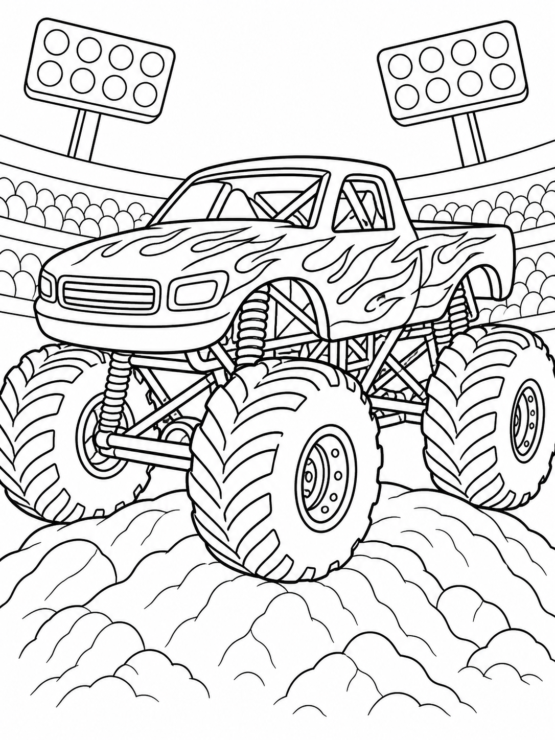 Truck Under Stadium Lights — monster truck coloring pages