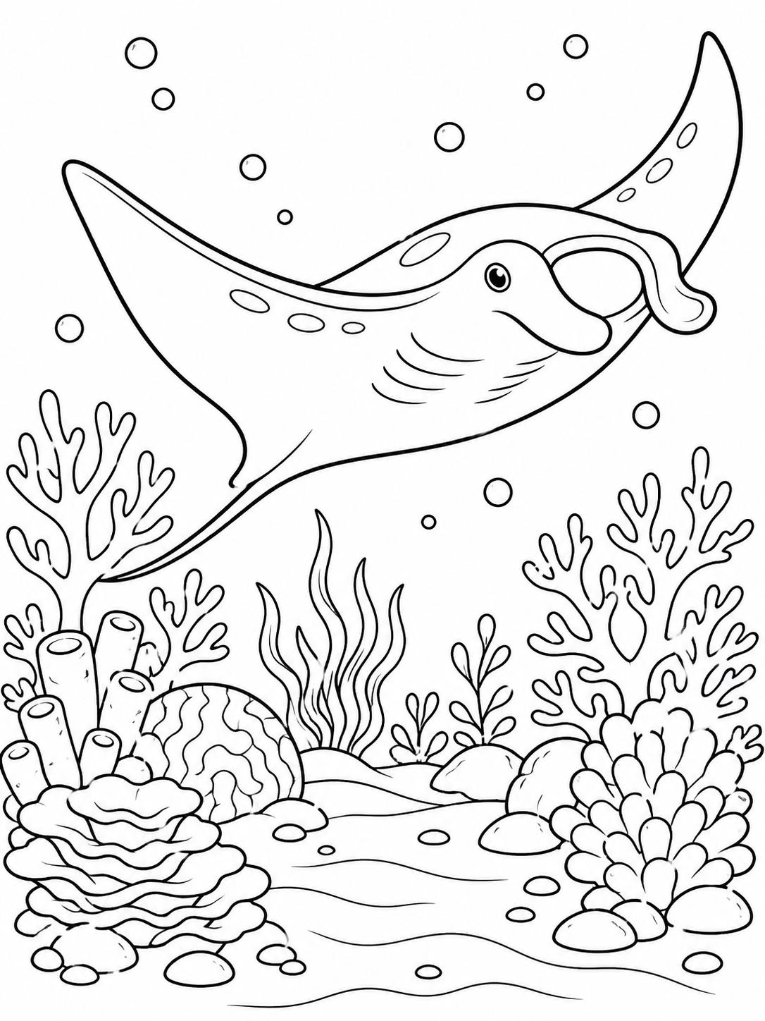 Stingray Swimming — ocean coloring pages
