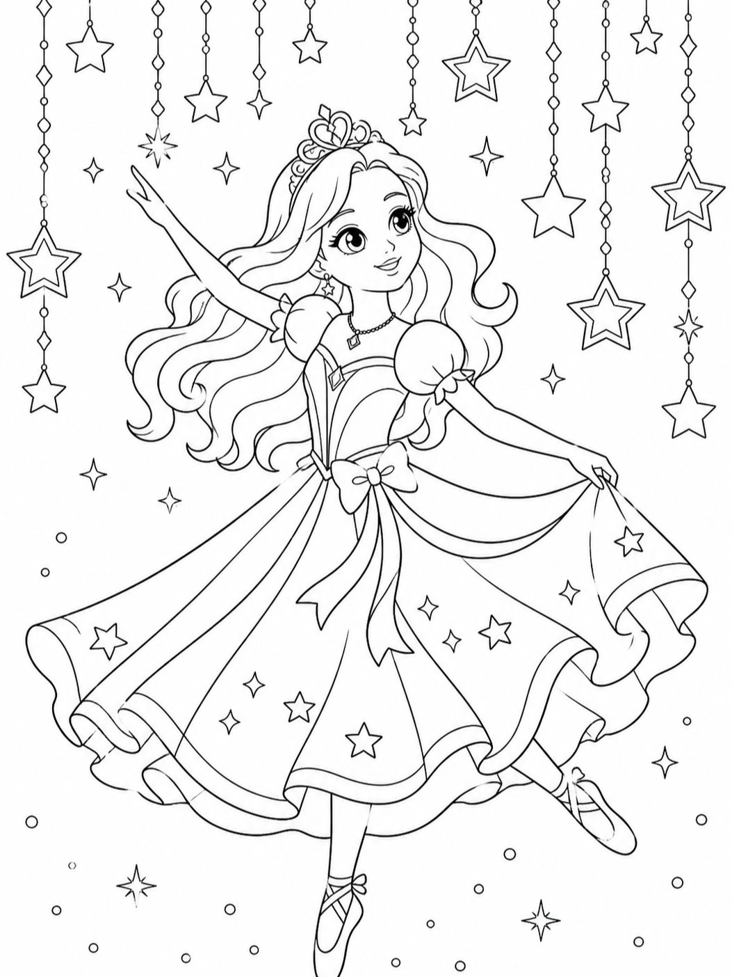 Princess Dancing Under Stars — princess coloring pages