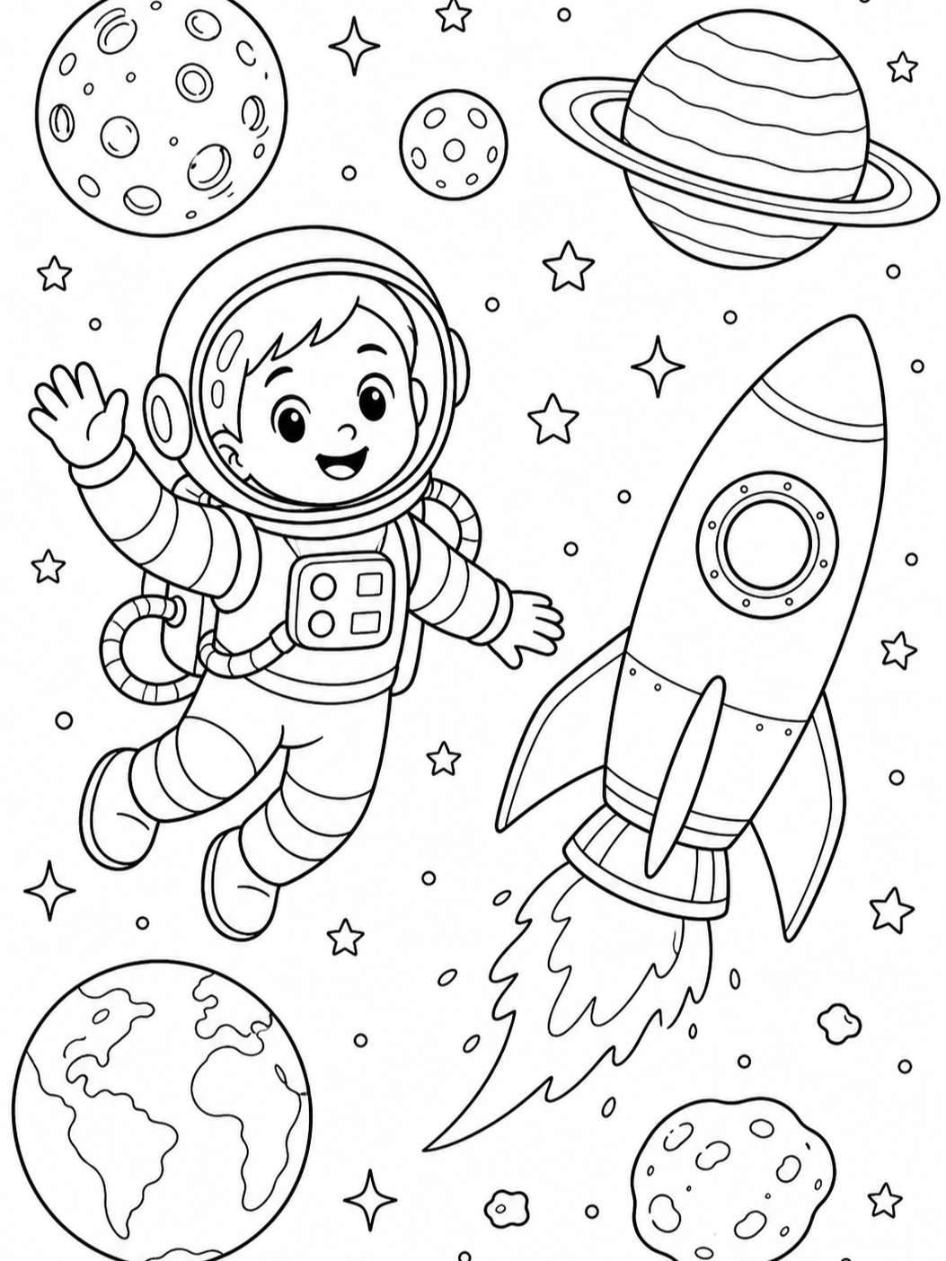 Astronaut Waving By Rocket