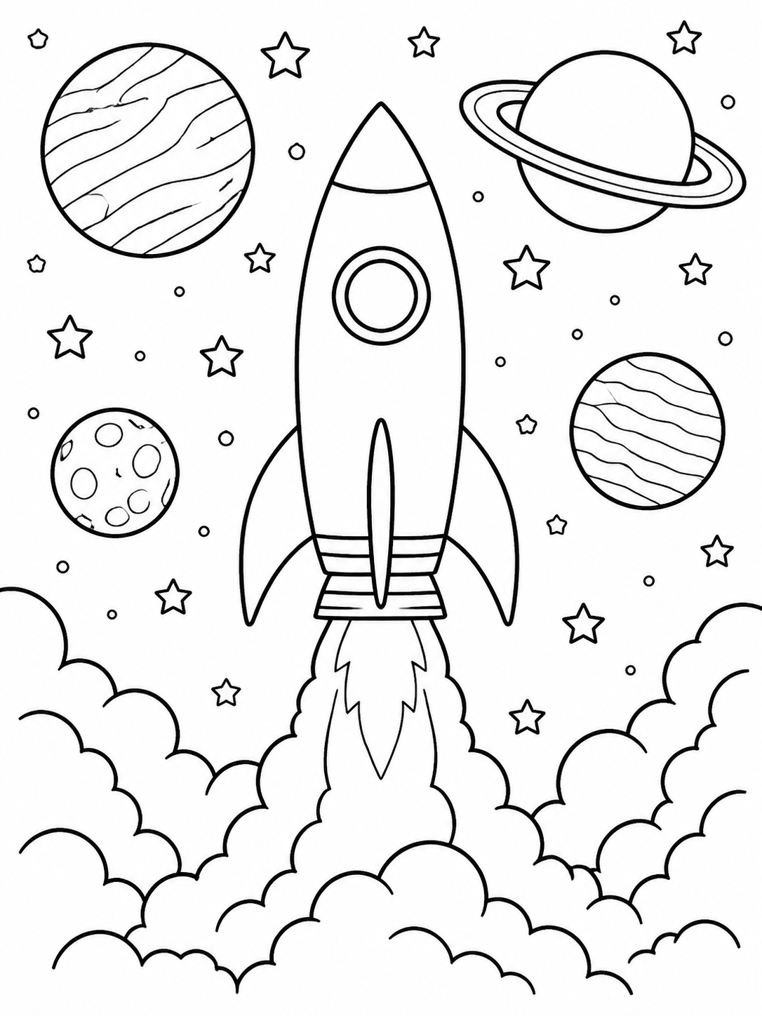 Rocket Launching Into Space — space coloring pages