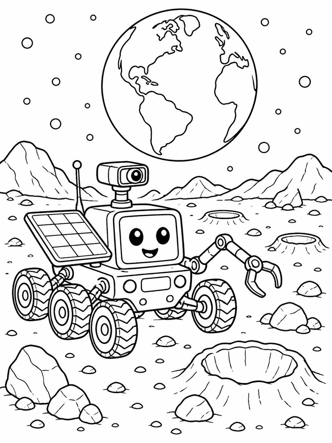 Rover On The Moon — space coloring pages