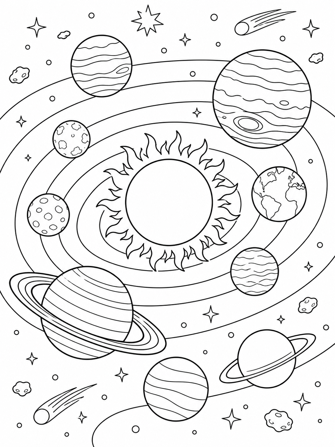 Solar System Orbits — space coloring pages