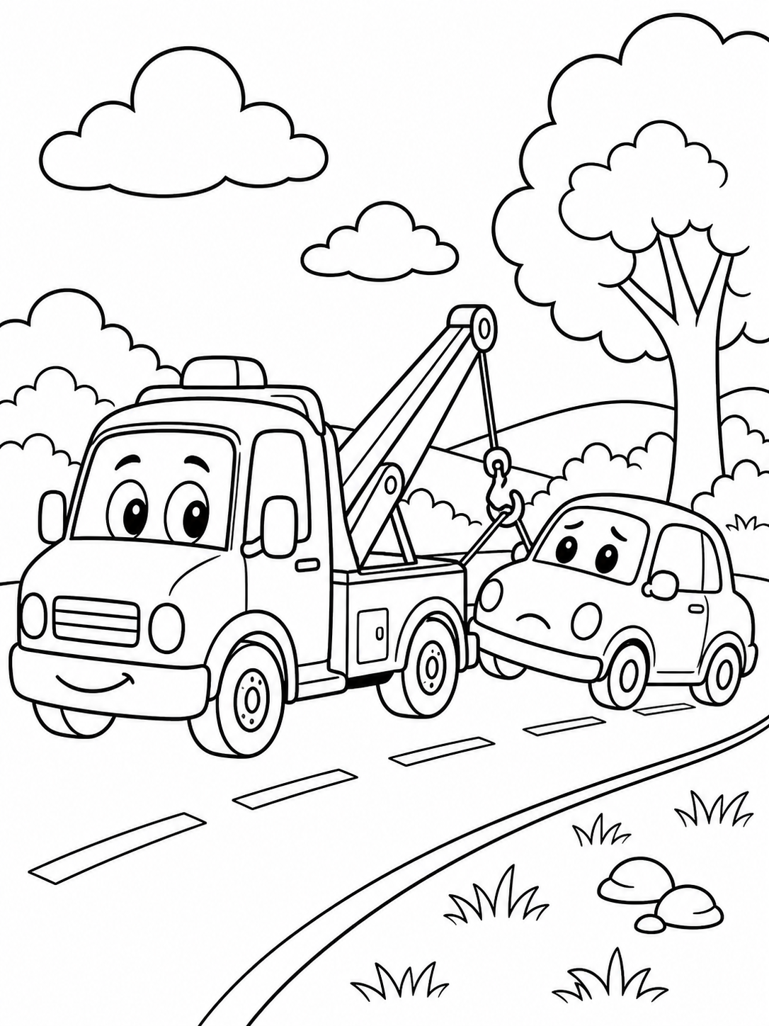 Tow Truck Towing Car — truck coloring pages