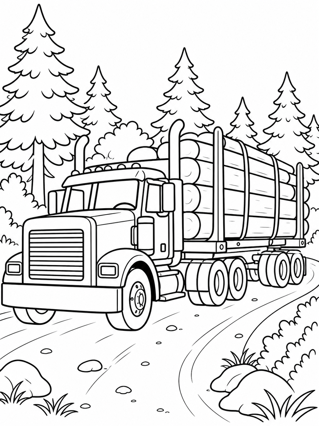 Logging Truck With Timber — truck coloring pages
